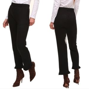 N.Philanthropy Talker Ruffle Ribbed Knit Pants Black XL W-459